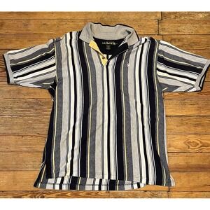 90's Rugby Polo Shirt Mens Large Striped Short Sleeve Knights Of the Round Table